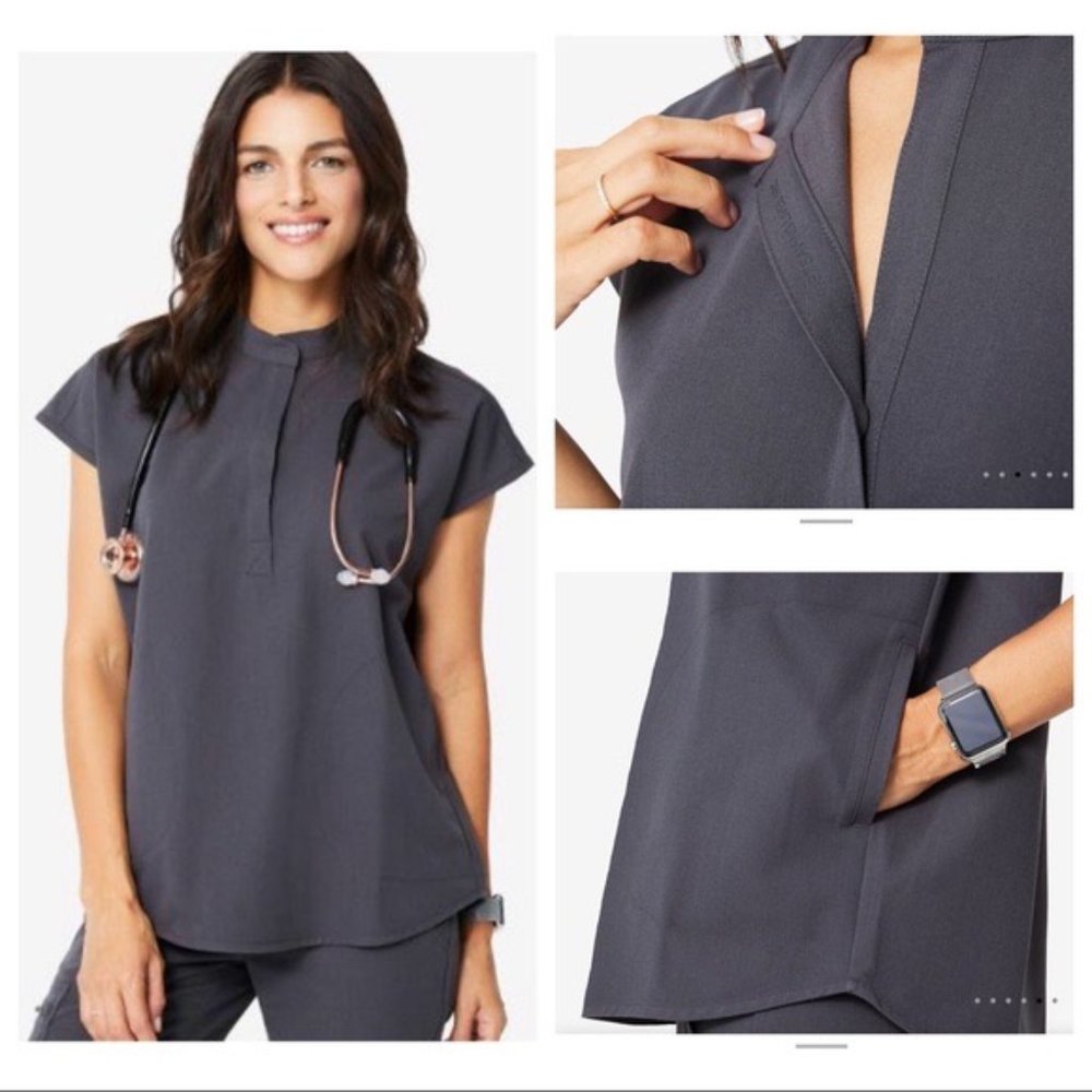 FIGS Charcoal Grey Rafaela Scrub Top (medium) LIMITED EDITION